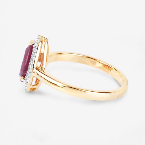 1.38 Carat Genuine Ruby and White Diamond 14K Yellow Gold Ring by Bids.com