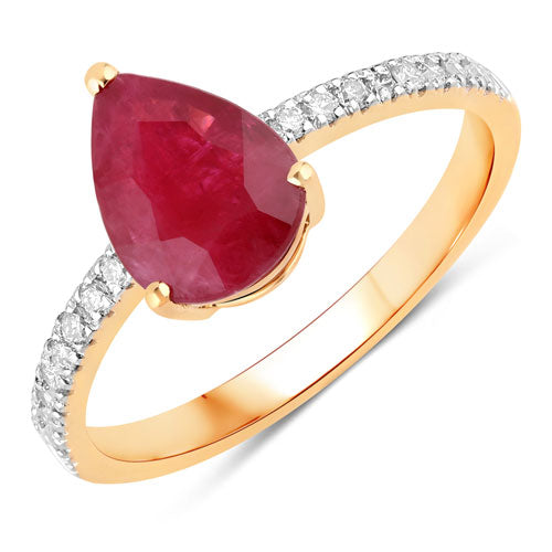 1.68 Carat Genuine Ruby and White Diamond 14K Yellow Gold Ring by Bids.com