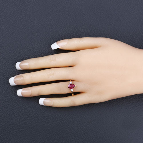 1.08 Carat Genuine Ruby and White Diamond 14K Yellow Gold Ring by Bids.com