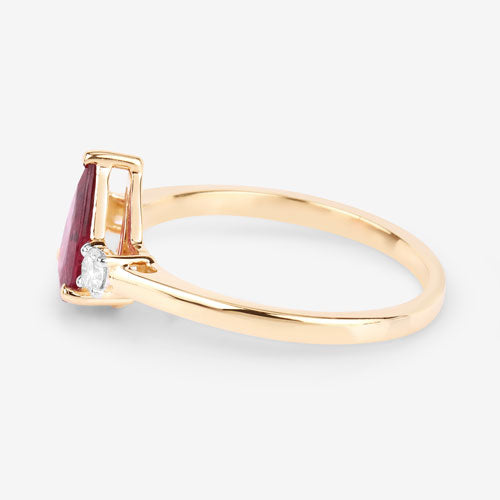 1.08 Carat Genuine Ruby and White Diamond 14K Yellow Gold Ring by Bids.com