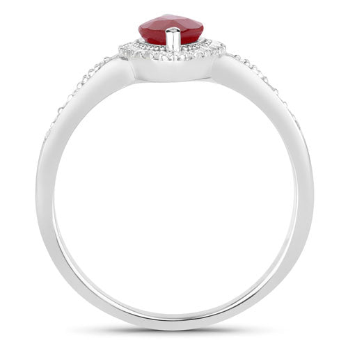 0.96 Carat Genuine Ruby and White Diamond 14K White Gold Ring by Bids.com