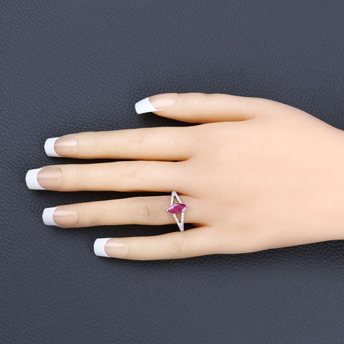 1.58 Carat Genuine Ruby and White Diamond 14K White Gold Ring by Bids.com