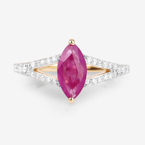 1.58 Carat Genuine Ruby and White Diamond 14K Yellow Gold Ring by Bids.com