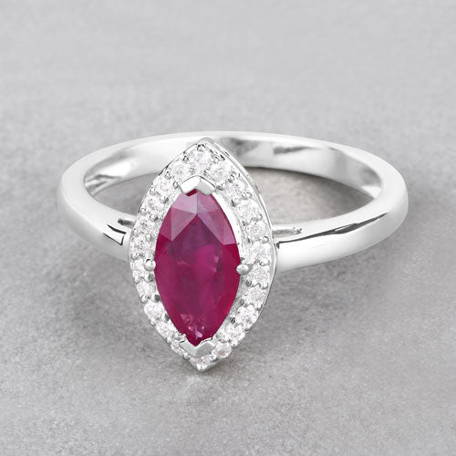 1.57 Carat Genuine Ruby and White Diamond 14K White Gold Ring by Bids.com