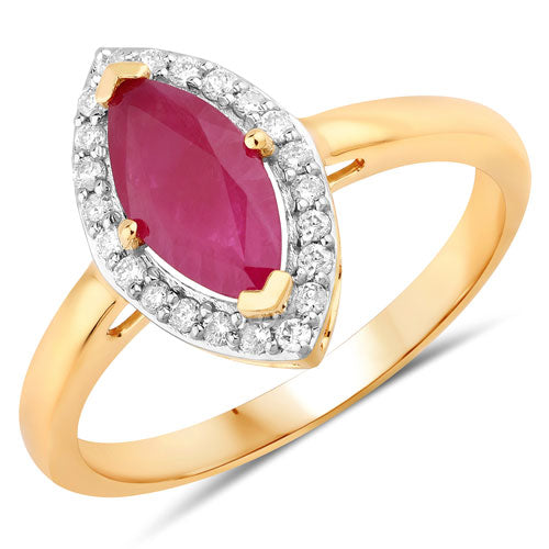1.57 Carat Genuine Ruby and White Diamond 14K Yellow Gold Ring by Bids.com