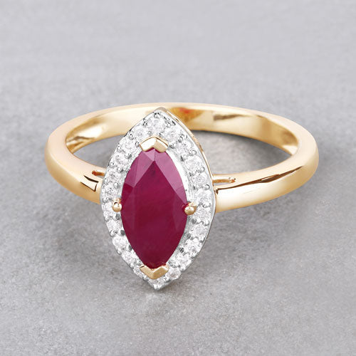 1.57 Carat Genuine Ruby and White Diamond 14K Yellow Gold Ring by Bids.com