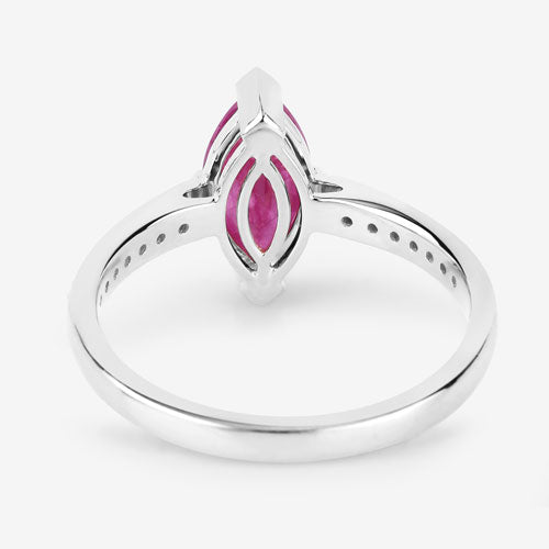 1.51 Carat Genuine Ruby and White Diamond 14K White Gold Ring by Bids.com