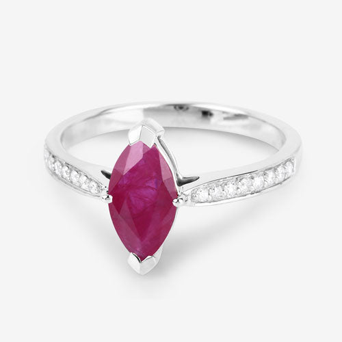 1.51 Carat Genuine Ruby and White Diamond 14K White Gold Ring by Bids.com