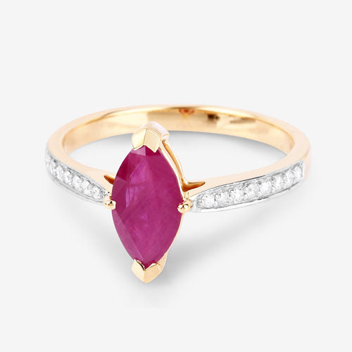 1.51 Carat Genuine Ruby and White Diamond 14K Yellow Gold Ring by Bids.com