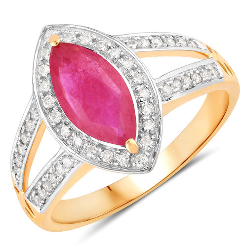1.06 Carat Genuine Ruby and White Diamond 14K Yellow Gold Ring by Bids.com