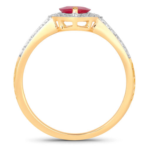 1.06 Carat Genuine Ruby and White Diamond 14K Yellow Gold Ring by Bids.com