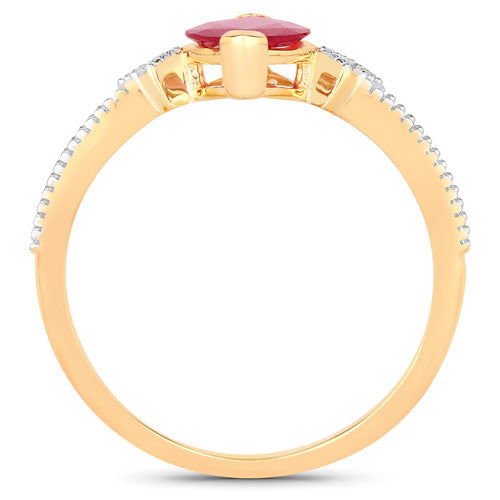 1.01 Carat Genuine Ruby and White Diamond 14K Yellow Gold Ring by Bids.com