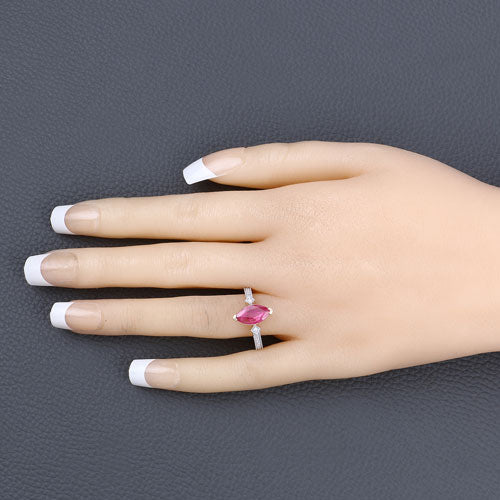 1.01 Carat Genuine Ruby and White Diamond 14K Yellow Gold Ring by Bids.com