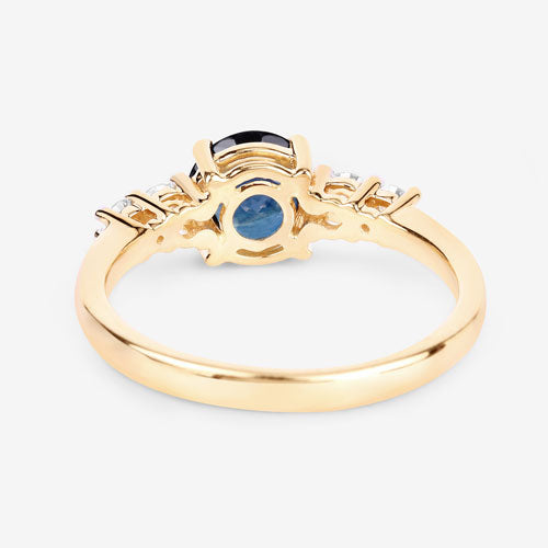 1.38 Carat Genuine Blue Sapphire and White Diamond 14K Yellow Gold Ring by Bids.com