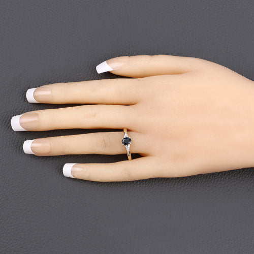 0.84 Carat Genuine Blue Sapphire and White Diamond 14K Yellow Gold Ring by Bids.com
