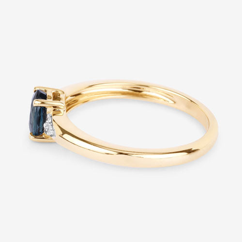 0.84 Carat Genuine Blue Sapphire and White Diamond 14K Yellow Gold Ring by Bids.com