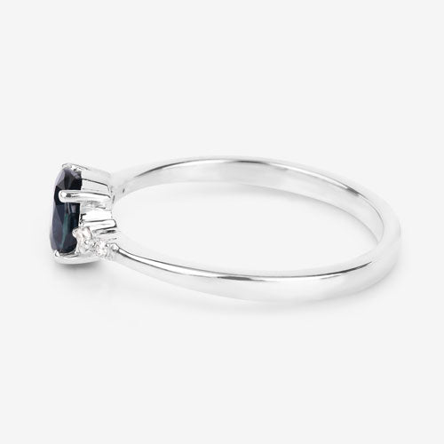 0.84 Carat Genuine Blue Sapphire and White Diamond 14K White Gold Ring by Bids.com
