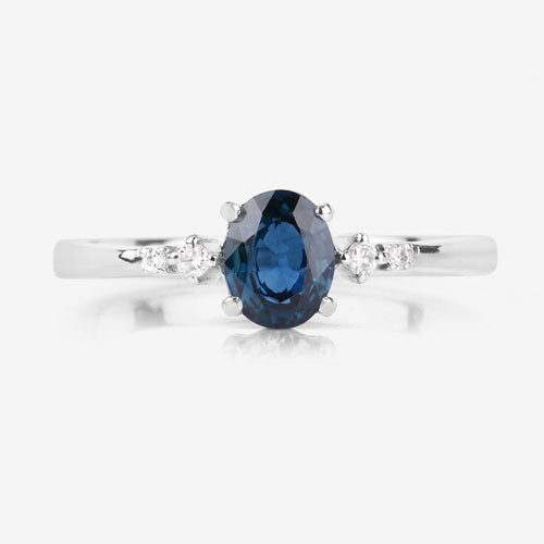 0.84 Carat Genuine Blue Sapphire and White Diamond 14K White Gold Ring by Bids.com