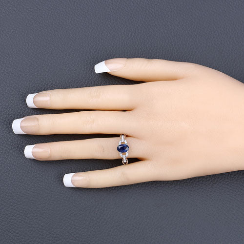 1.12 Carat Genuine Blue Sapphire and White Diamond 14K White Gold Ring by Bids.com