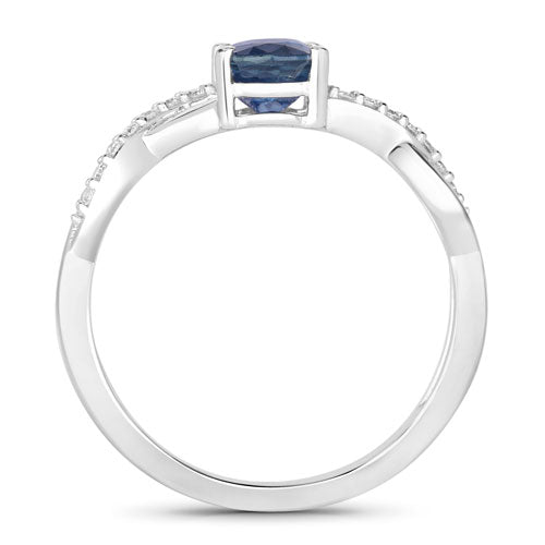 1.04 Carat Genuine Blue Sapphire and White Diamond 14K White Gold Ring by Bids.com