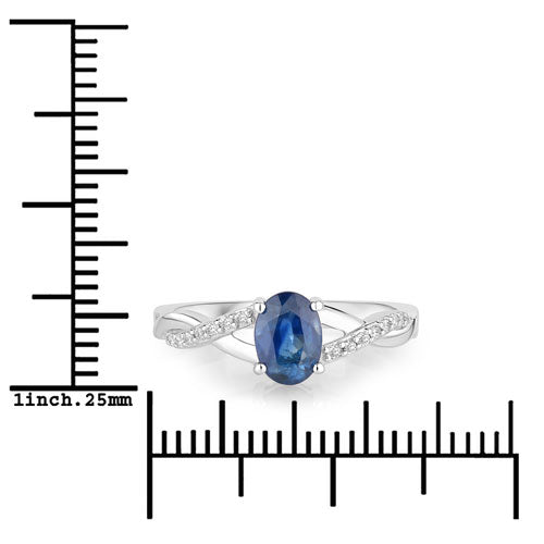 1.04 Carat Genuine Blue Sapphire and White Diamond 14K White Gold Ring by Bids.com