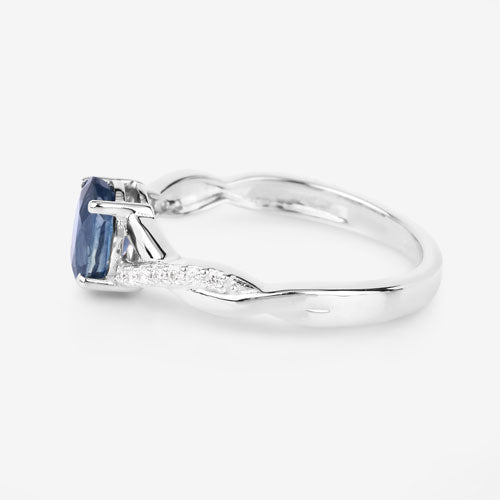 1.04 Carat Genuine Blue Sapphire and White Diamond 14K White Gold Ring by Bids.com