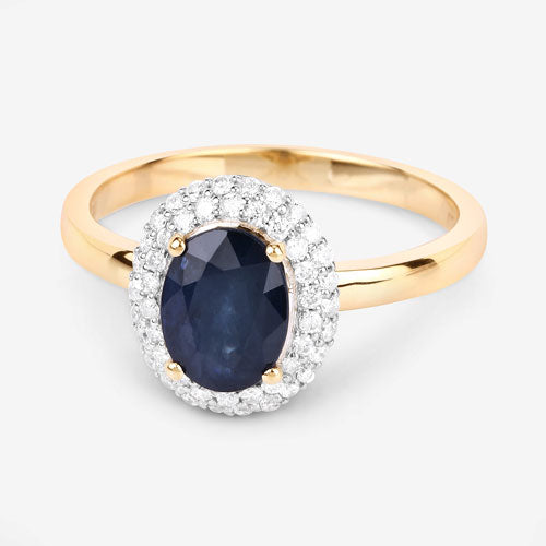 1.84 Carat Genuine Blue Sapphire and White Diamond 14K Yellow Gold Ring by Bids.com
