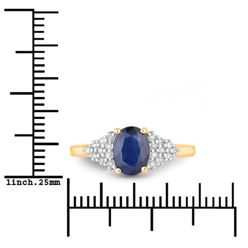 1.73 Carat Genuine Blue Sapphire and White Diamond 14K Yellow Gold Ring by Bids.com
