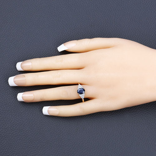 1.73 Carat Genuine Blue Sapphire and White Diamond 14K Yellow Gold Ring by Bids.com