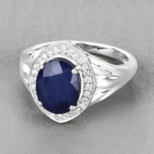 3.31 Carat Genuine Blue Sapphire and White Diamond 14K White Gold Ring by Bids.com