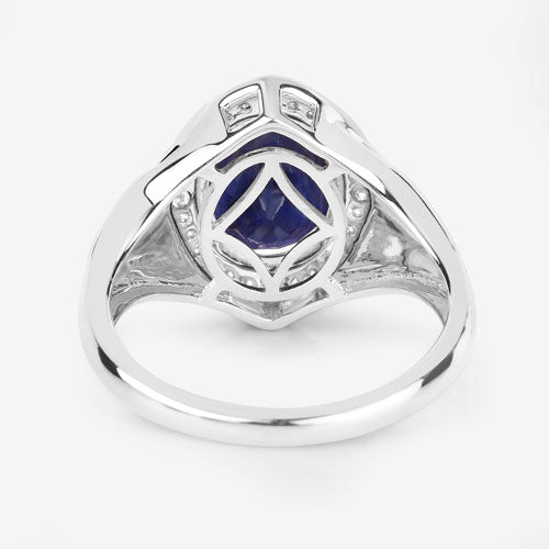 3.31 Carat Genuine Blue Sapphire and White Diamond 14K White Gold Ring by Bids.com
