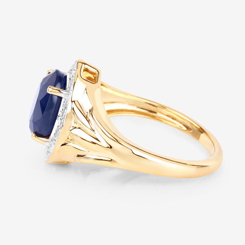 3.31 Carat Genuine Blue Sapphire and White Diamond 14K Yellow Gold Ring by Bids.com