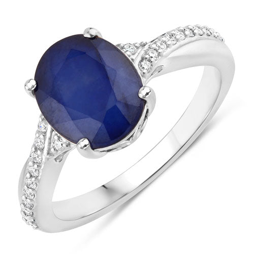 3.28 Carat Genuine Blue Sapphire and White Diamond 14K White Gold Ring by Bids.com