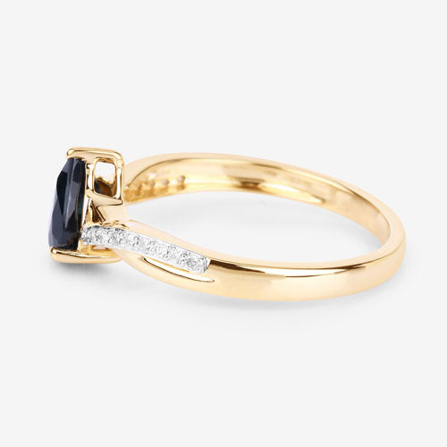 1.17 Carat Genuine Blue Sapphire and White Diamond 14K Yellow Gold Ring by Bids.com