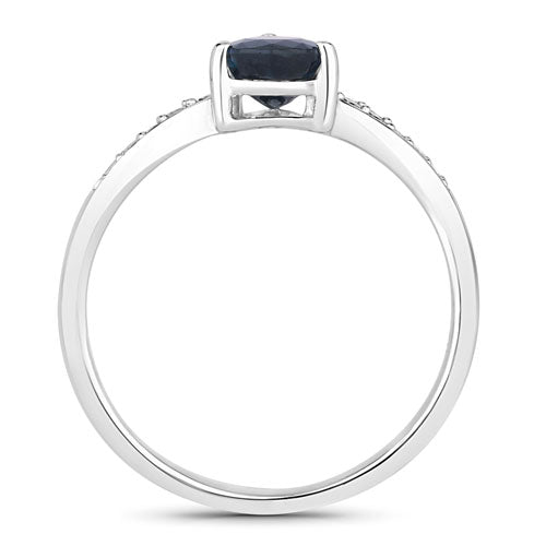 0.89 Carat Genuine Blue Sapphire and White Diamond 14K White Gold Ring by Bids.com
