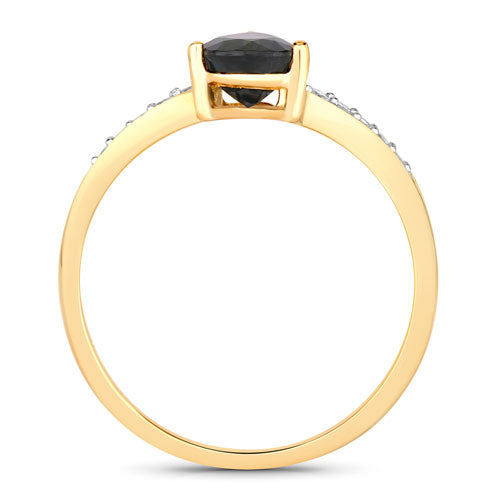 0.89 Carat Genuine Blue Sapphire and White Diamond 14K Yellow Gold Ring by Bids.com
