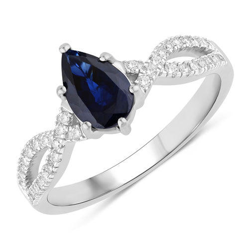 1.14 Carat Genuine Blue Sapphire and White Diamond 14K White Gold Ring by Bids.com