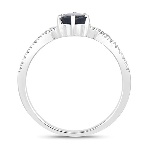 1.14 Carat Genuine Blue Sapphire and White Diamond 14K White Gold Ring by Bids.com