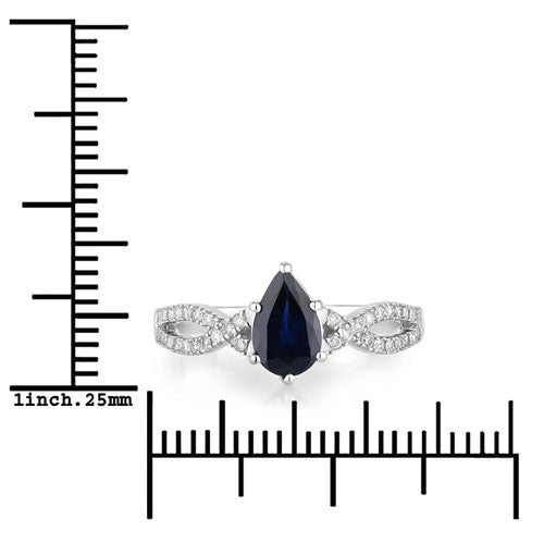 1.14 Carat Genuine Blue Sapphire and White Diamond 14K White Gold Ring by Bids.com