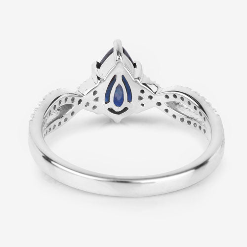1.14 Carat Genuine Blue Sapphire and White Diamond 14K White Gold Ring by Bids.com