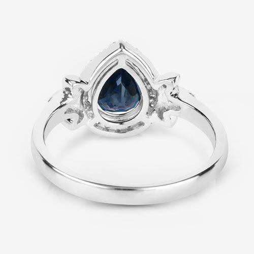 1.54 Carat Genuine Blue Sapphire and White Diamond 14K White Gold Ring by Bids.com