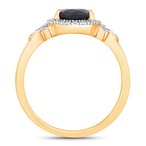 1.54 Carat Genuine Blue Sapphire and White Diamond 14K Yellow Gold Ring by Bids.com