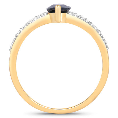 1.50 Carat Genuine Blue Sapphire and White Diamond 14K Yellow Gold Ring by Bids.com