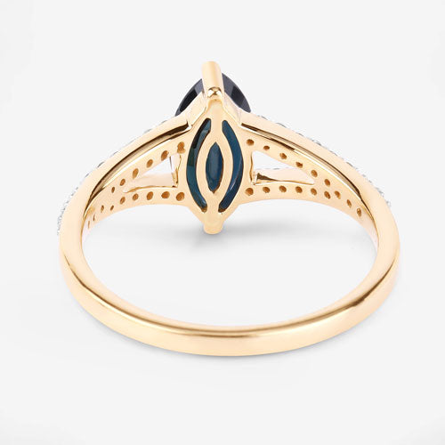 1.50 Carat Genuine Blue Sapphire and White Diamond 14K Yellow Gold Ring by Bids.com