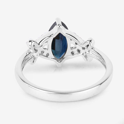 1.50 Carat Genuine Blue Sapphire and White Diamond 14K White Gold Ring by Bids.com