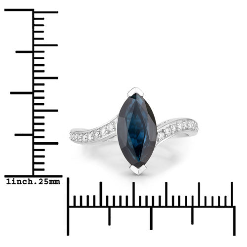 2.26 Carat Genuine Blue Sapphire and White Diamond 14K White Gold Ring by Bids.com
