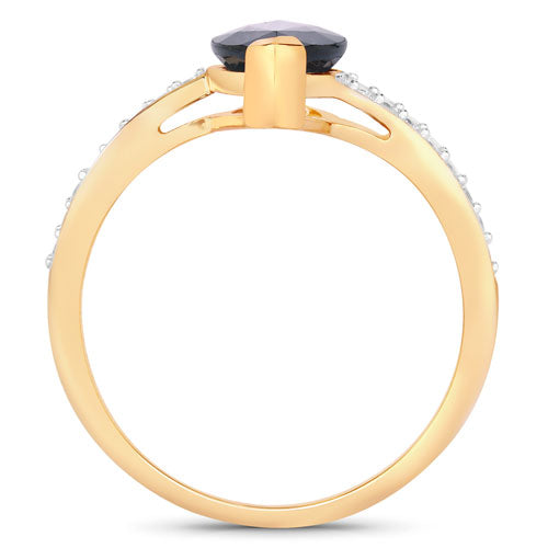 2.26 Carat Genuine Blue Sapphire and White Diamond 14K Yellow Gold Ring by Bids.com