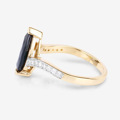 2.26 Carat Genuine Blue Sapphire and White Diamond 14K Yellow Gold Ring by Bids.com