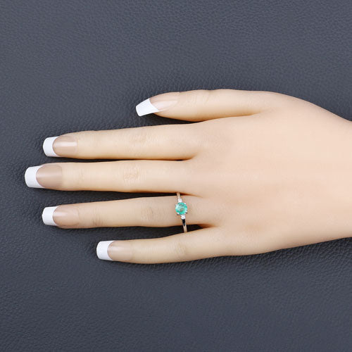 0.71 Carat Genuine Zambian Emerald and White Diamond 14K White Gold Ring by Bids.com