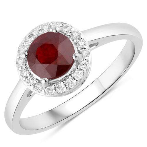 1.12 Carat Genuine Ruby and White Diamond 14K White Gold Ring by Bids.com